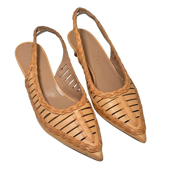 Ulla Johnson Natural Leather Slingback Braid Detail Kitten Heel size 37/6.5 - Picture 5 of 13